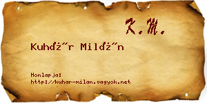Kuhár Milán névjegykártya