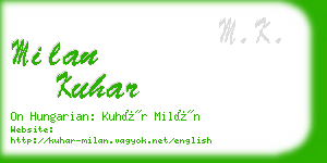 milan kuhar business card